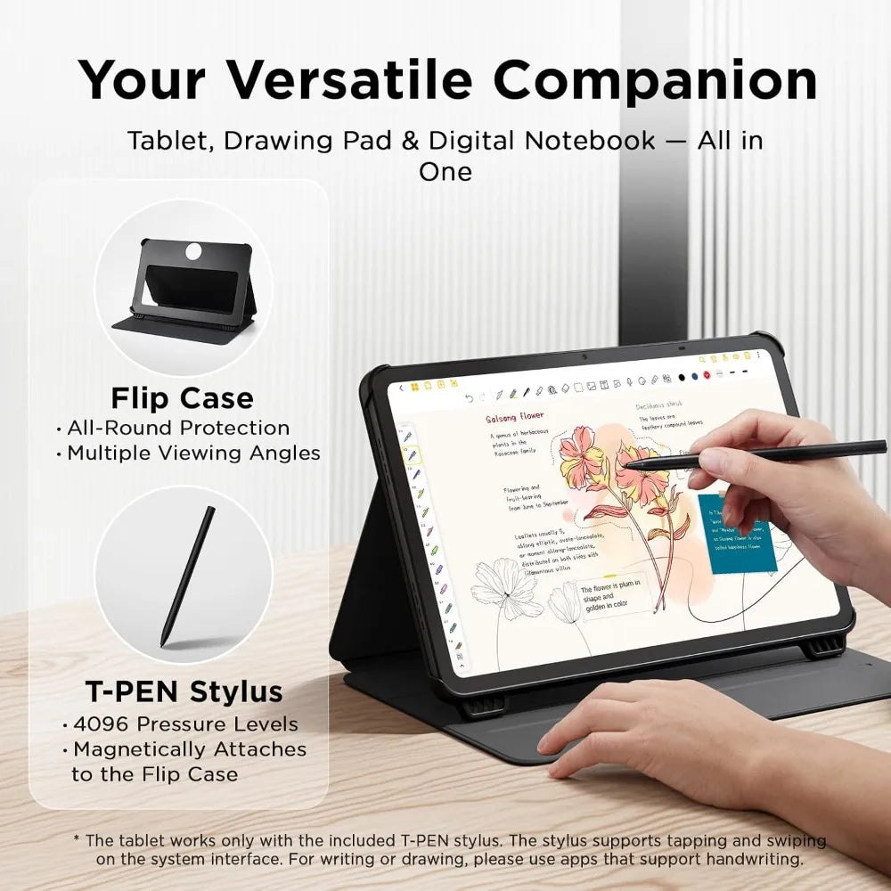 11" 2K Drawing Tablet with Stylus, 4096 Pressure Levels, 128GB Storage, 8000mAh Battery, Android 15
