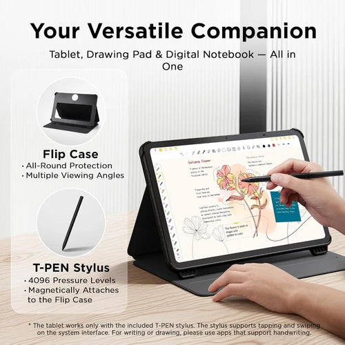 11" 2K Drawing Tablet with Stylus, 4096 Pressure Levels, 128GB Storage, 8000mAh Battery, Android 15