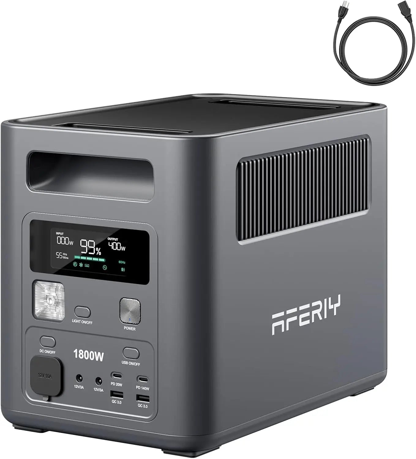 Portable Power Station, 1024Wh LiFePO4 Solar Generator, 1800W(Peak 3600W) AC Output, Compact Lightweight Design, Fast Recharge f