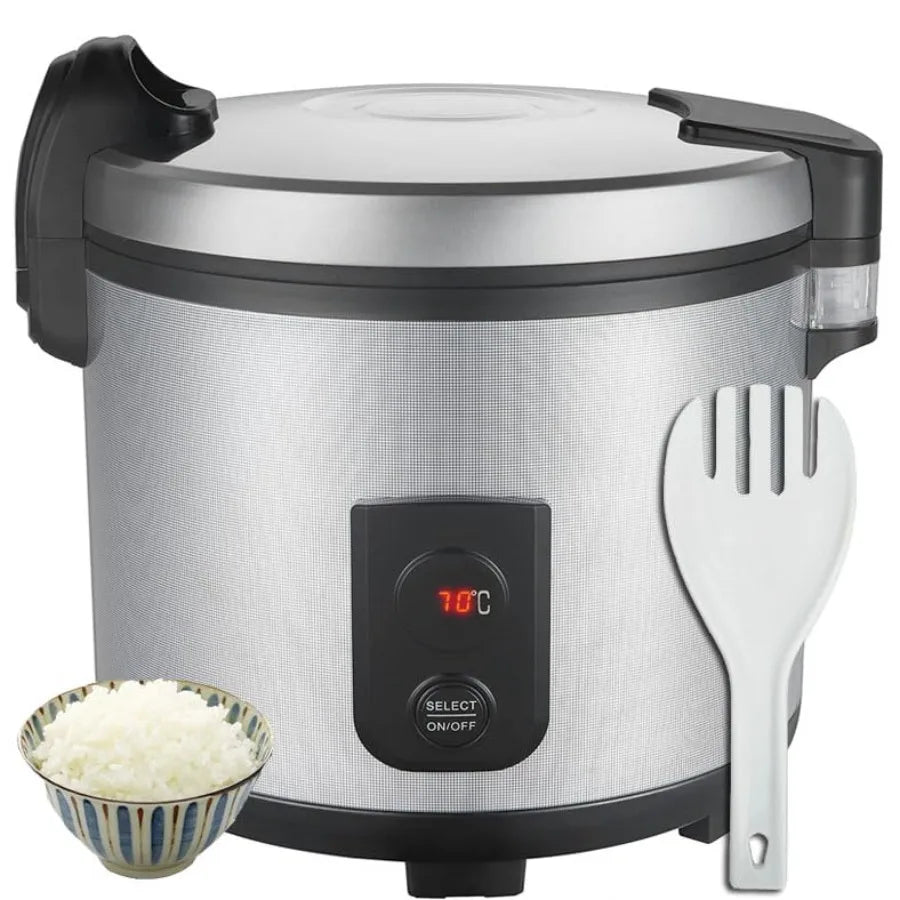 Commercial 20L Portable Food Warmer for Rice and Meals 55 Raw/110 Cup Capacity 130W Non-stick Inner Pot Adjustable Temperature