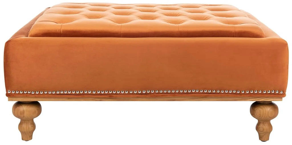Couture Rosealina Sienna Velvet Tufted Silver Nailhead Ottoman, Customized