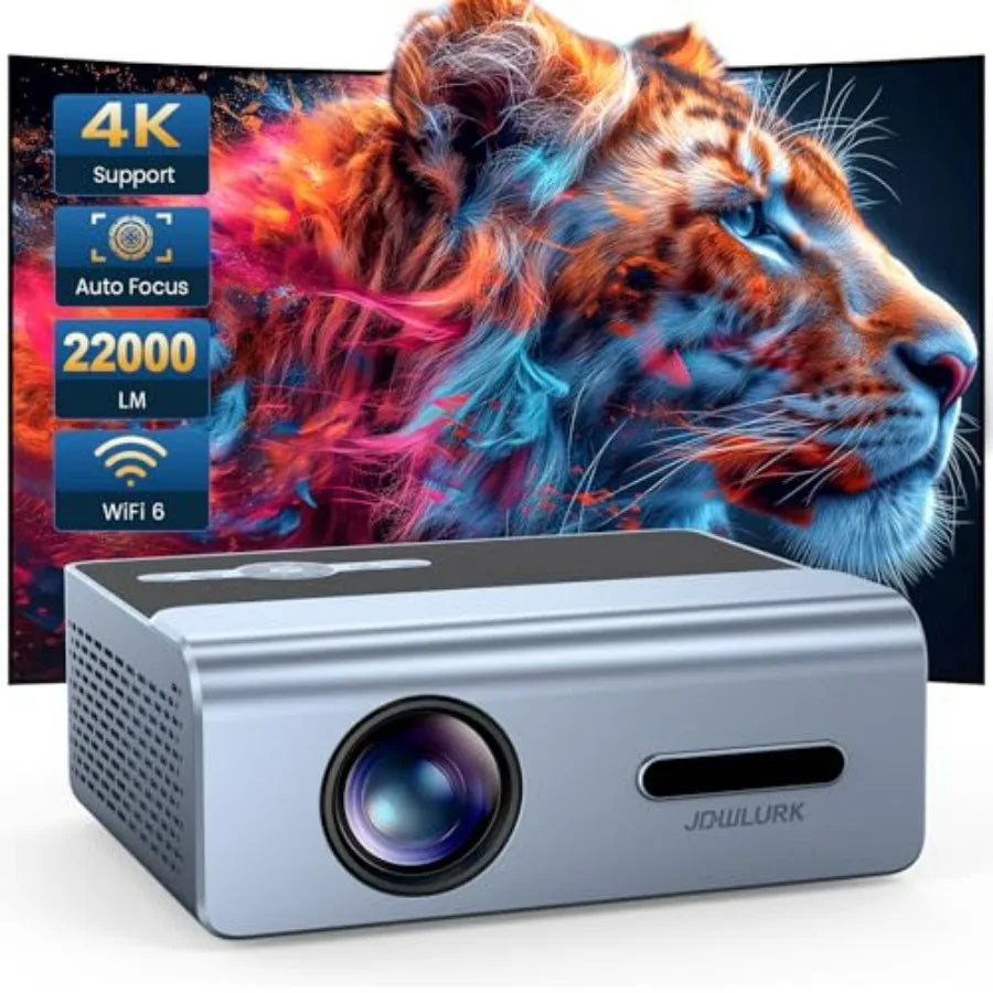 Outdoor 4K Support Projector with Wifi and Bluetooth 22000L Auto Keystone Native 1080p Movie Projector for iOS Android TV Stick