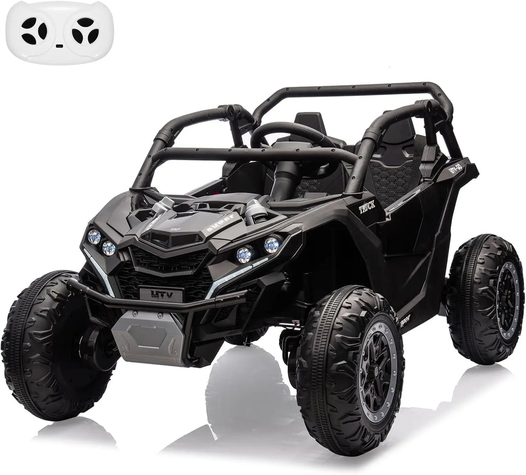24V 2-Seater Ride-on UTV Kids 4WD Off-Road Electric Vehicle,Remote Control,LED Lights,Music,Horn,Shock Absorbers,110 Lbs Load