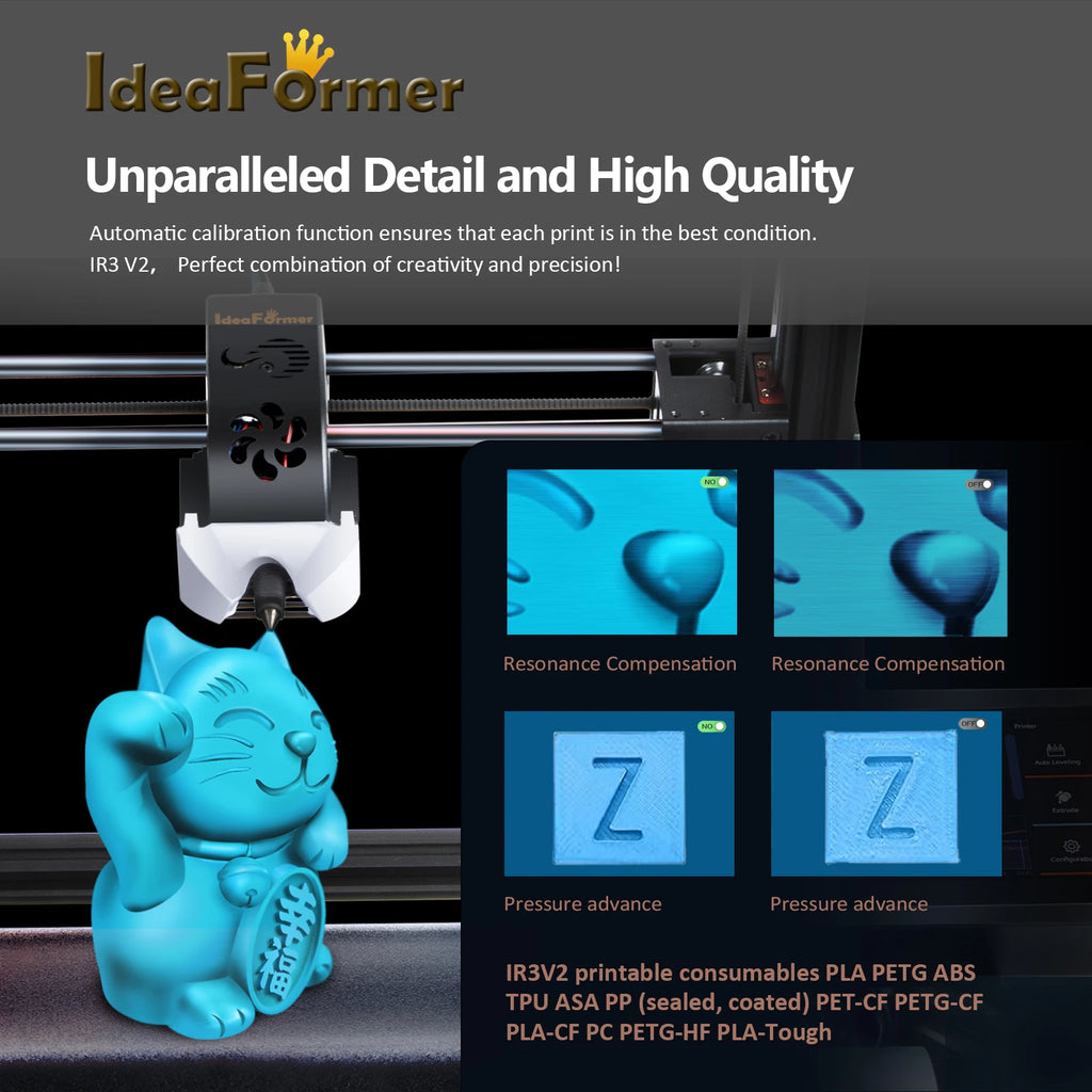 IdeaFormer IR3V2 With Enclosure Constant Temperature Infinite Z-AxisSteel Conveyor Belt 250×250×∞mm Klipper Firmware 3D Printer