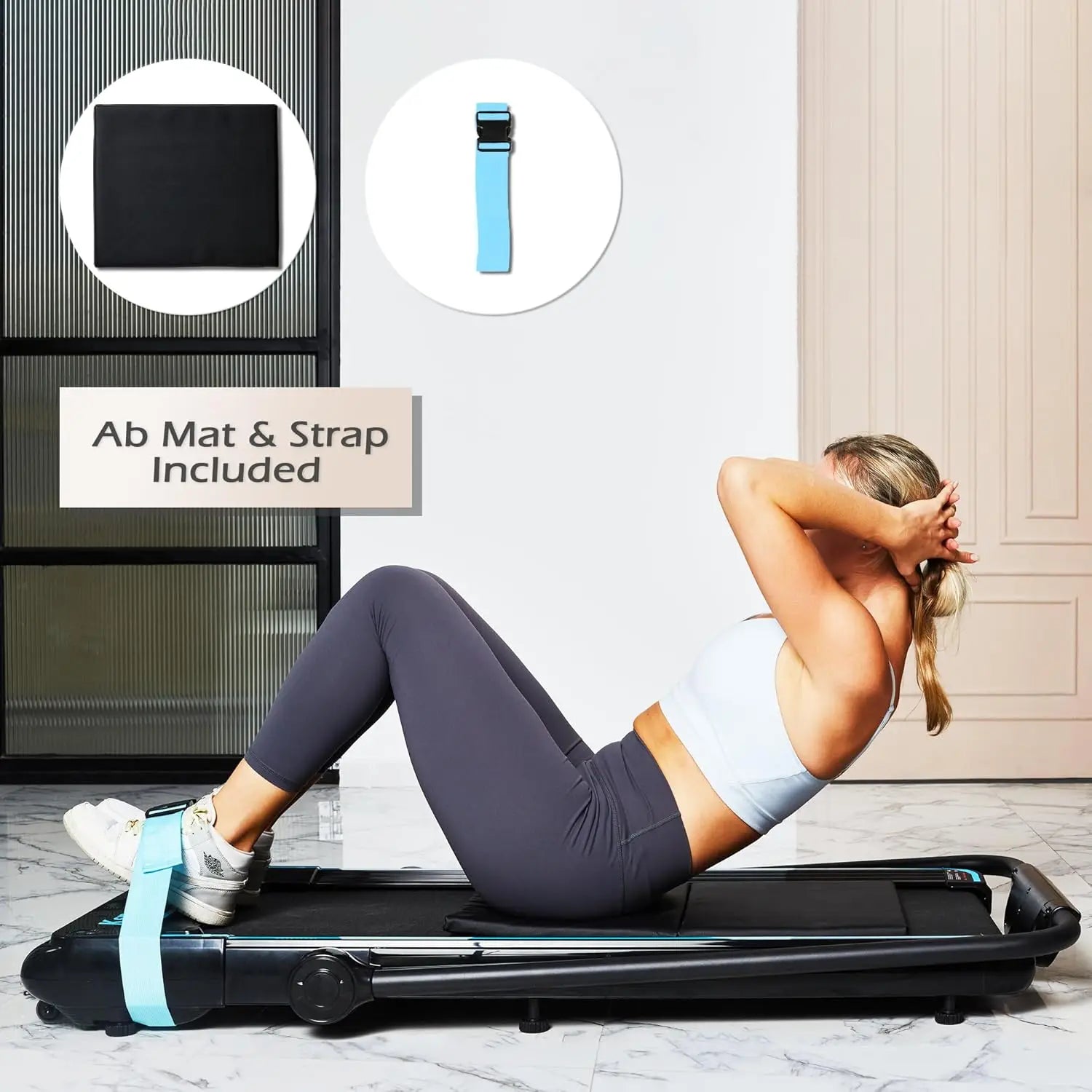 Walking Pad & Folding Treadmill - 2.5HP, Sit-Ups Mat, Bluetooth App, Portable Wheels | Incline, Desk, Dual Displays, 308 lbs & 2