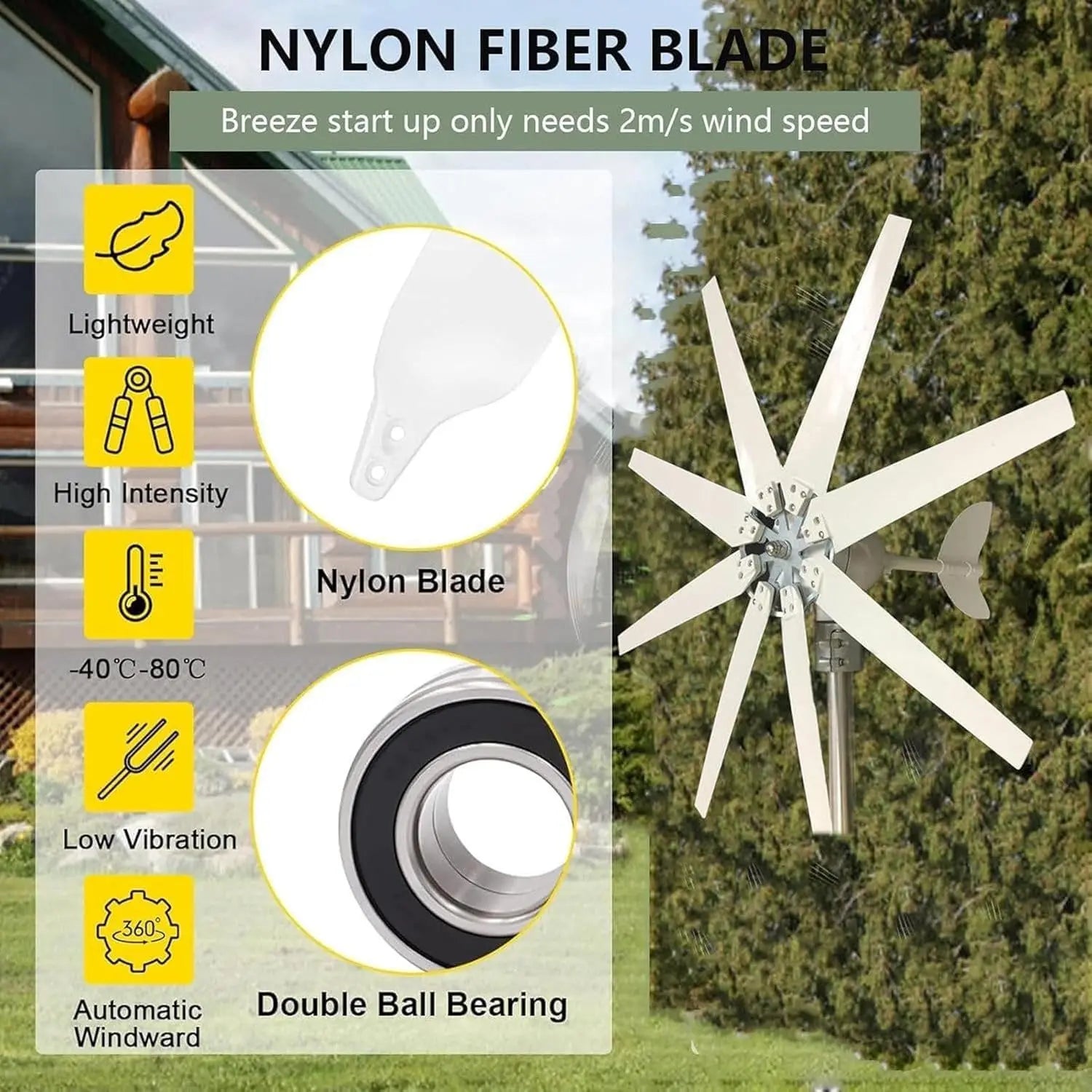 Wind Turbine Generator,Windmill Generator 18000W 12V/24V/48V Wind Turbine 8 Blade Wind Controller Turbine Generator Kit for Boat
