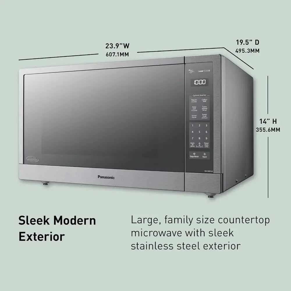 Microwave Oven, Stainluntertop/Built-In Cyclonic Wave with Inverter Technology and Sensor, 2.2 Cu. t, 1250W, NN-SN97JS (Silver)