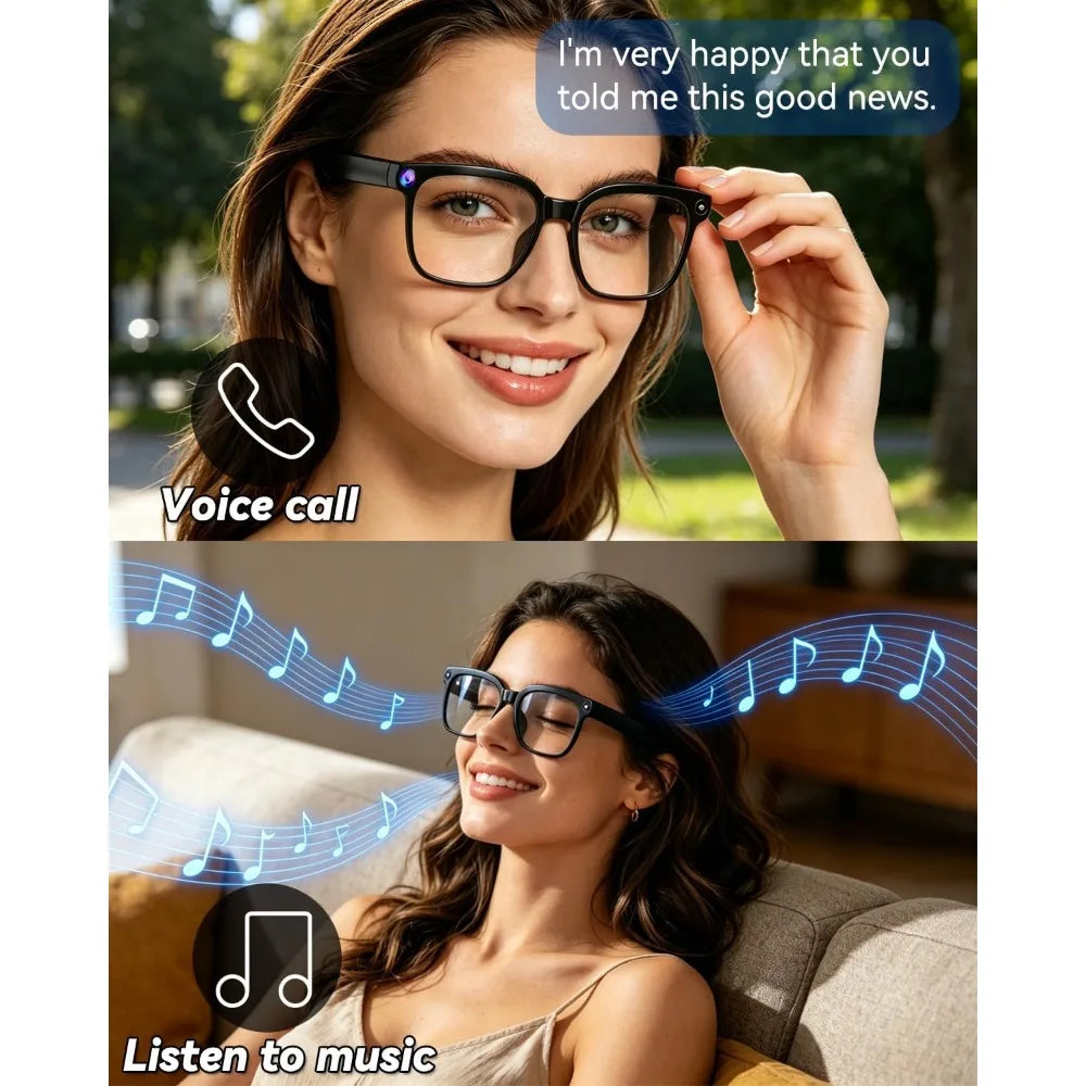 4K HD Camera Glasses, 8MP, Anti-Shake, Real-Time Translation, AI Assistant, Object Recognition for Travel & Meetings
