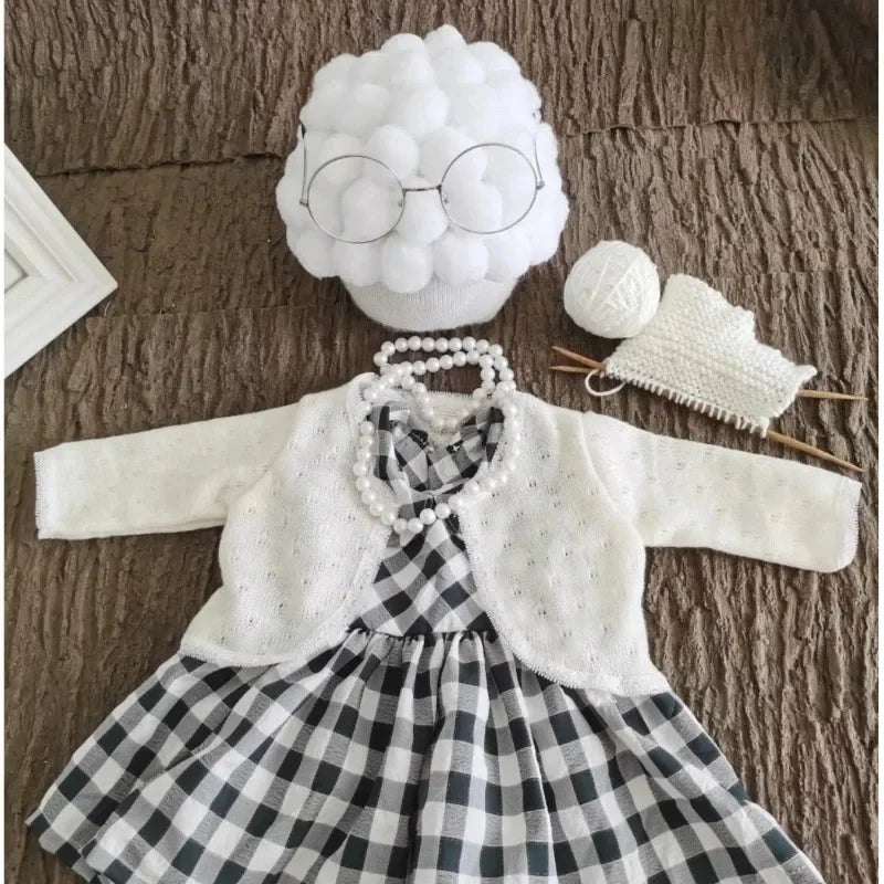 Newborn Photography Props Baby Girl Grandma Outfit Baby Boy Grandpa Costume Cosplay Clothes Infant Photo Shooting Newborn Outfit