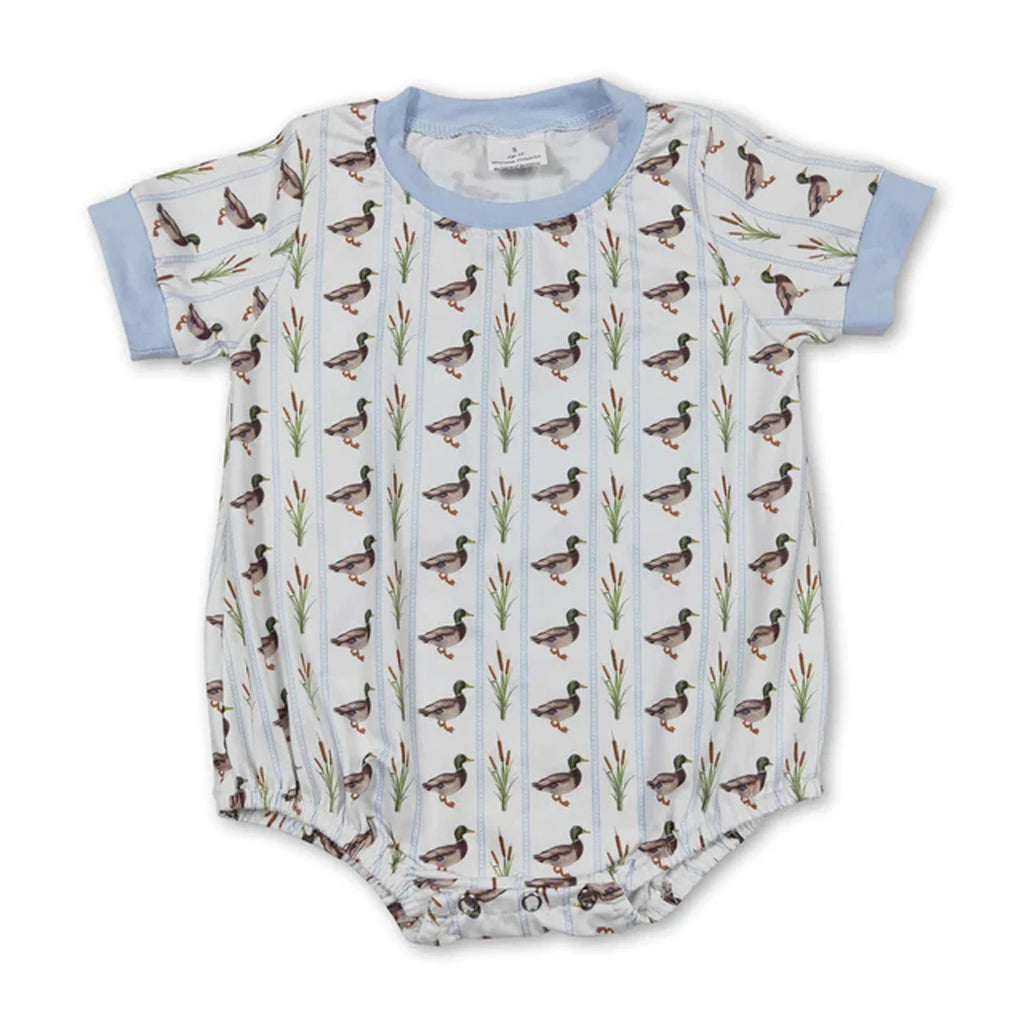 Baby Bubble Romper Fall Pumpkin Dog Mallard Duck Embroidery Newborn Sleeveless Bow Short Sleeve Infant Boy Girl Outfit