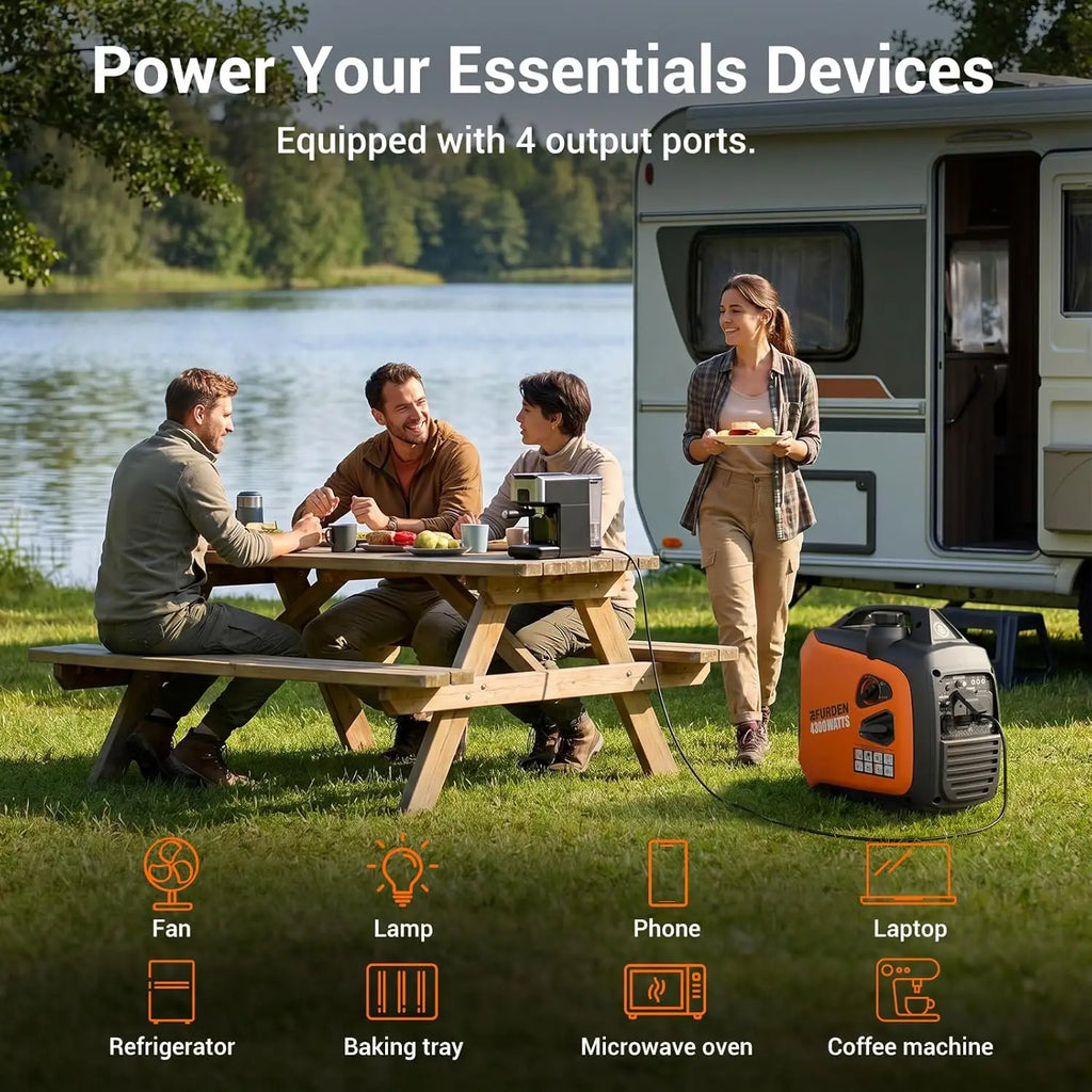 4300 Watts Portable Inverter Generator, Gas Generator for Outdoor Camping, Home Use, 30A RV Ready, 45 Lbs, EPA Compliant