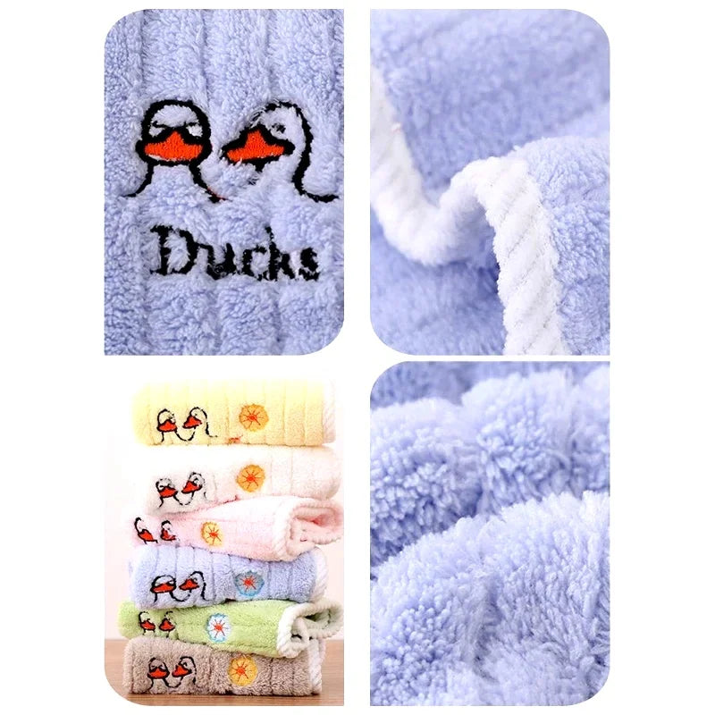 5pcs Set Baby Towel Coral Velvet Newborn Square Face Towels Soft Absorbent Cartoon Embroidery Animal Home Children's Hand Towel