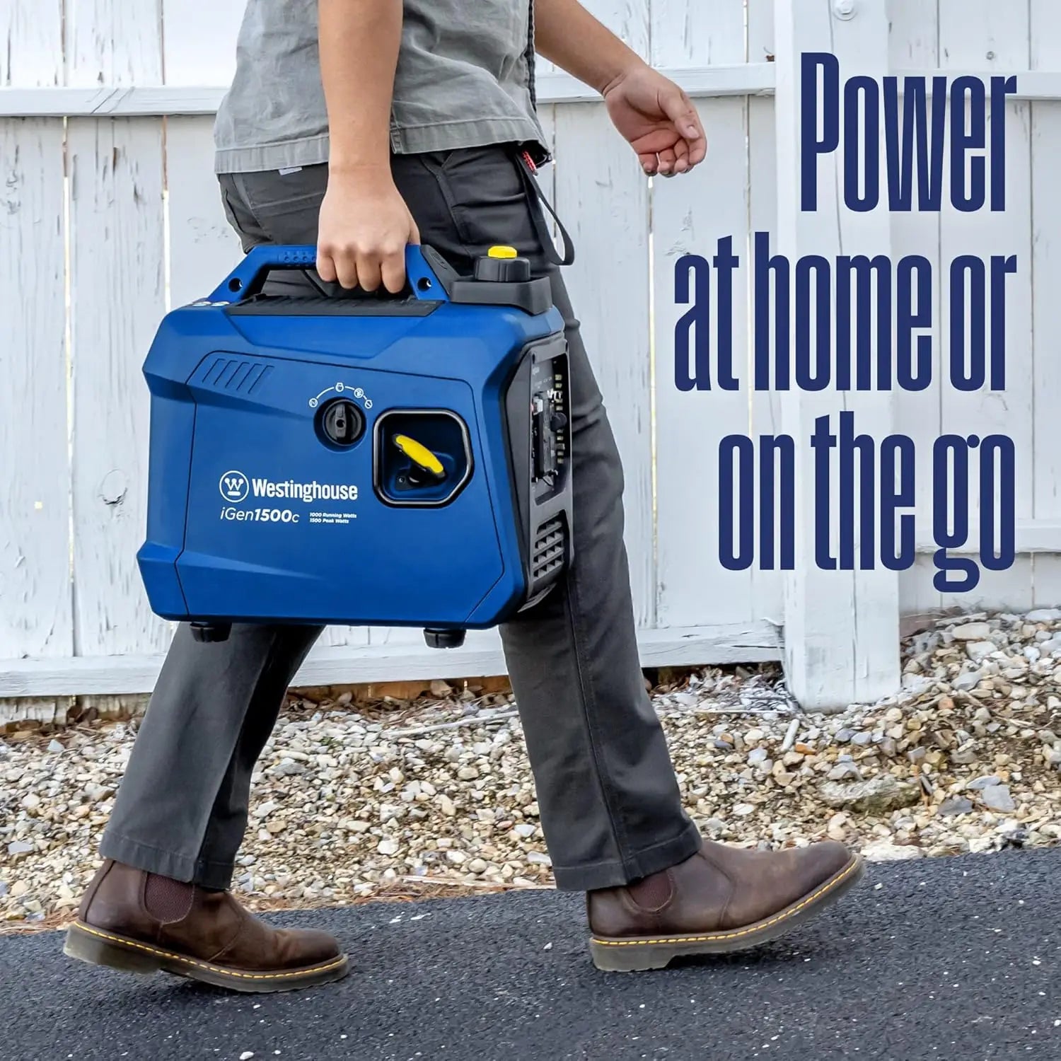 1500 Peak Watt Super Quiet & Lightweight Portable Inverter Generator, Gas Powered, CO Sensor, Parallel Capable, Long Run Time,Bl
