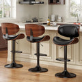 Adjustable Height Swivel Bar Stool PU Leather Upholstered with Back Footrest for Bar Kitchen Dining Room Set of 3, Customized