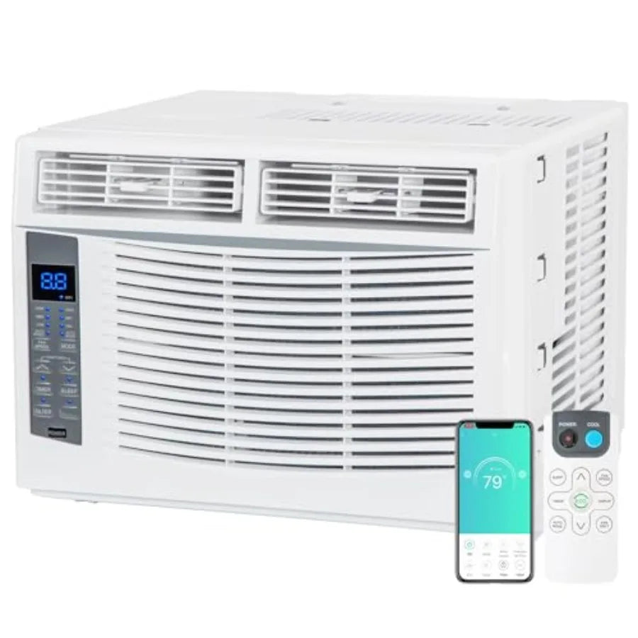WiFi Enabled 6, 000 BTU Window Air Conditioner, Smart Window AC Unit with Remote, Energy Saving, Easy Install Kit, Cools up to