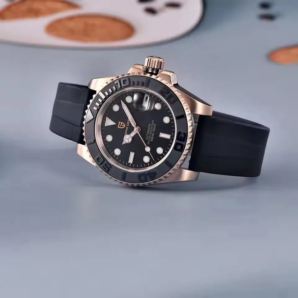PAGANI DESIGN 2026 40MM Rose Gold Black Sports Watch with AR Coating Sapphire Glass Watch Mechanical automatic watches for me