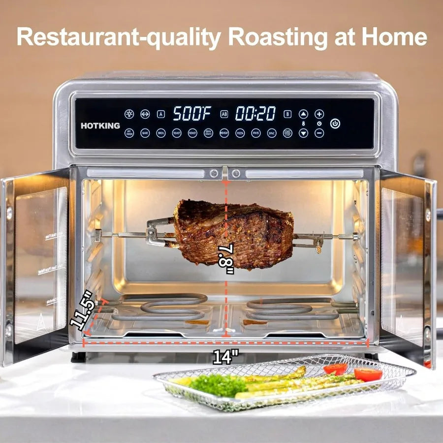 Dual-Zone Air Fryer Toaster Oven Combo 28 QT Extra Large Non Toxic Stainless Steel Convection Oven with French Door Countertop