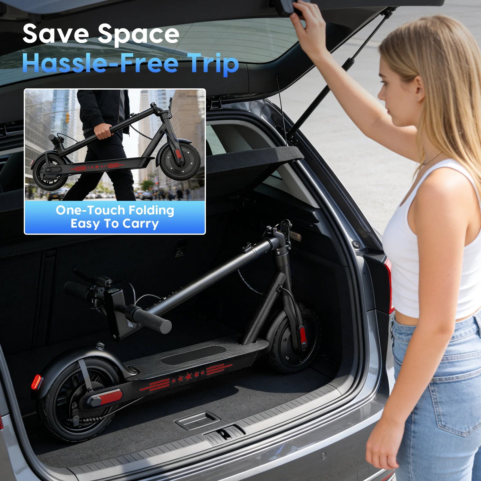 HiQiS V9 Max Electric Scooter 10Ah Power Battery 350W Motor Front And Rear Shock Absorbers E-Brake Drum Brake City Commute Hike