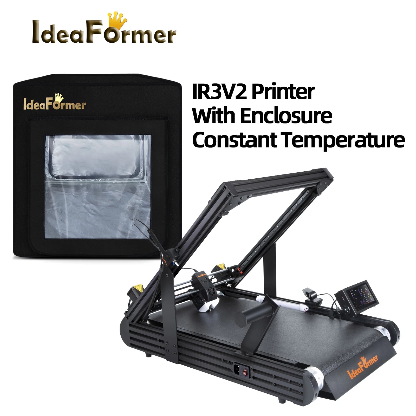 IdeaFormer IR3V2 With Enclosure Constant Temperature Infinite Z-AxisSteel Conveyor Belt 250×250×∞mm Klipper Firmware 3D Printer