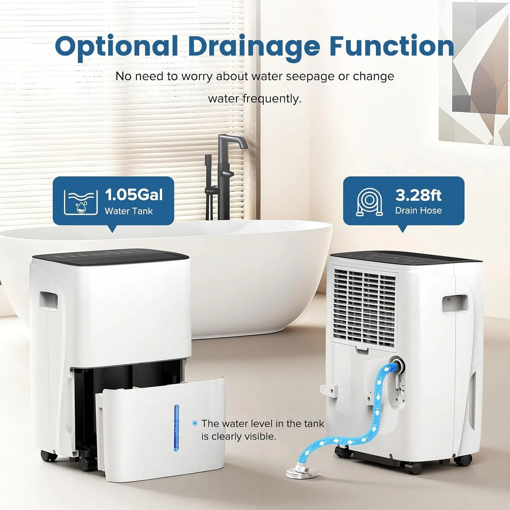 120 Pint Dehumidifier ,Covers up to 5,000 Sq. Ft Rooms, High-Efficiency Compressor Dehumidifier with Drain Hose and 1.05 Gallons Water Tank, Auto Shut-Off, 24HR Timer