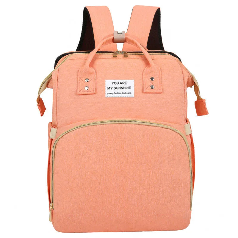 Folding Mommy Bag Lightweight Portable Folding Crib Bed Large-Capacity Baby Backpack Female Mommy Outting Bag Mummy Bag