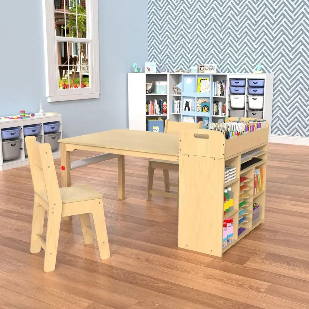 Kids Art Table and Chairs Set, Crat Desk with Large Storage and Portable Art Supply Organizer or Children Ages 8-12, 47" L x 30"