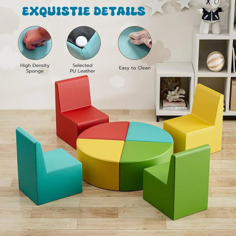MX-03 8 PCS Kids Soa Set, Daycares Chairs or Toddlers Activities, Colorul ular lexible Seating Set or Home Preschool Playroom