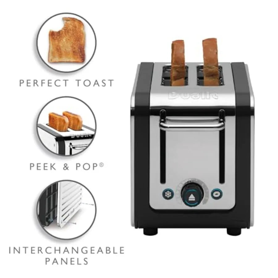 Design Series 2 Slice Toaster Polished Stainless Steel with Black Trim Extra-Wide Slots Peek and Pop Function Patented Perfect