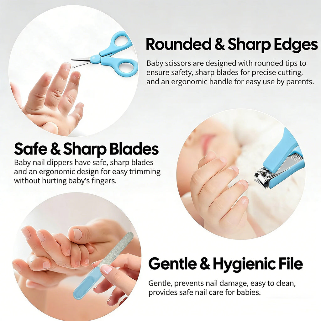 Baby Hygiene Care Set 6Pcs, Hair Tools & Nail Clipper, Plastic Grooming Kit, Great Gift for Kids