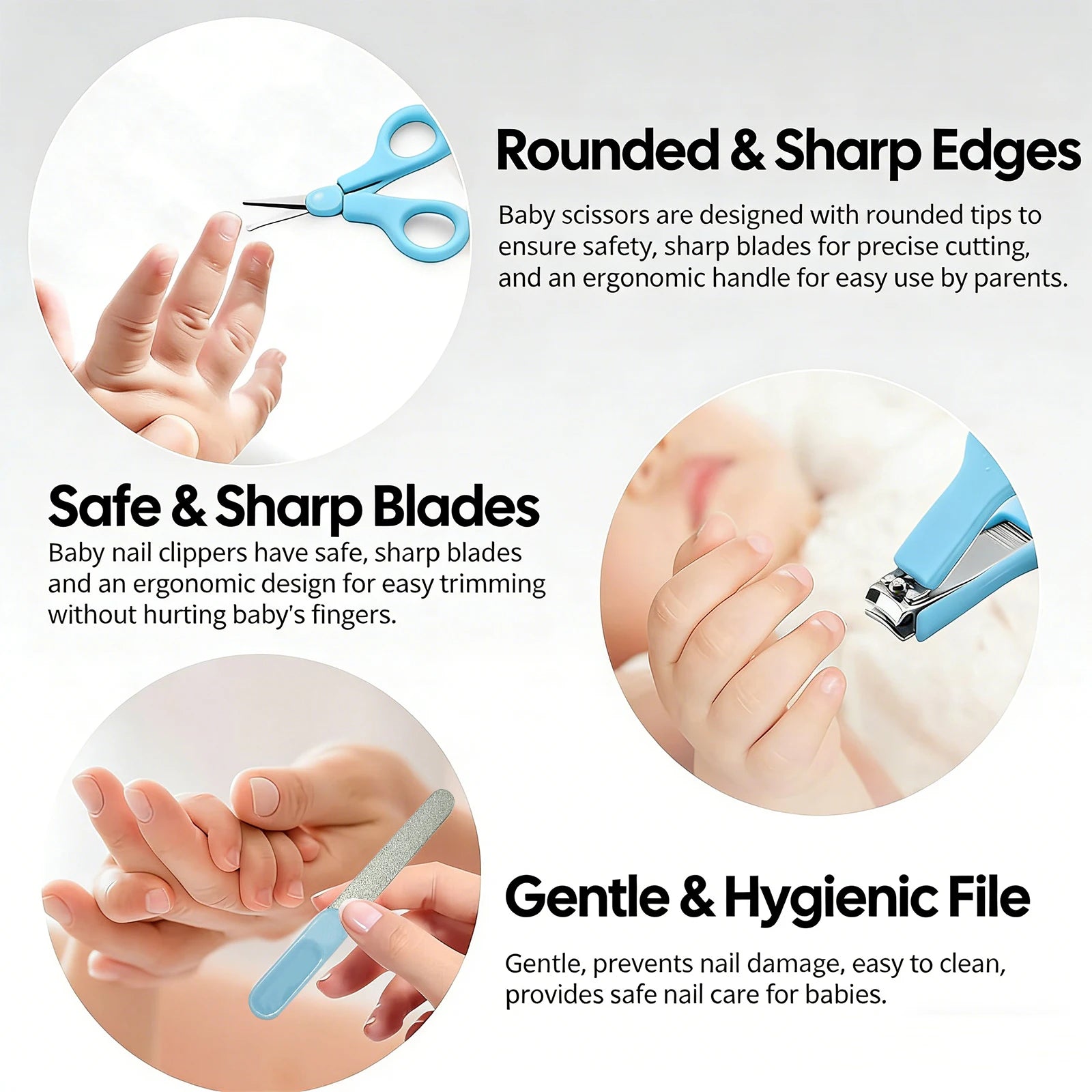 Baby Hygiene Care Set 6Pcs, Hair Tools & Nail Clipper, Plastic Grooming Kit, Great Gift for Kids