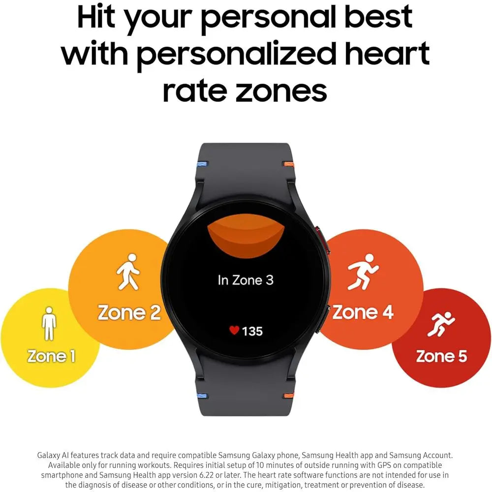 Watch E 40mm Bluetooth AI Smartwatch w/itnTracking, BIA Sensor, Personalized HR Zones, Heart Rate , Sleep Monitor, 2024, Black [