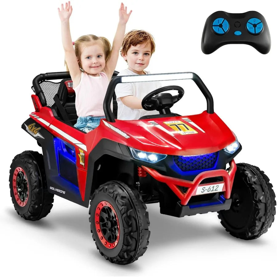 2 Seater Ride on Car for 12V UTV ' Electric Vehicles with Remote Control Spring Suspension Soft Start Music Bluetooth FM Batter