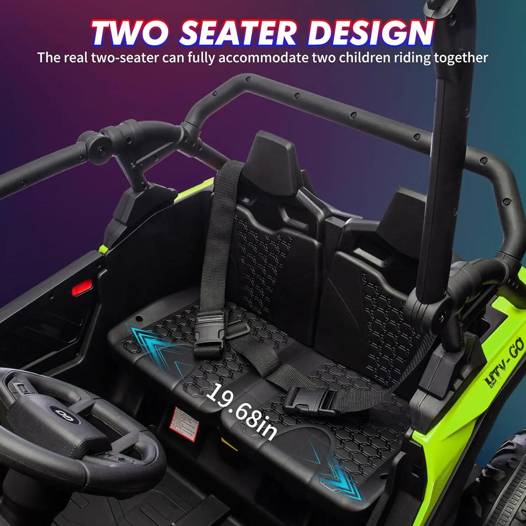 24V 2-Seater Ride-on UTV Kids 4WD Off-Road Electric Vehicle,Remote Control,LED Lights,Music,Horn,Shock Absorbers,110 Lbs Load