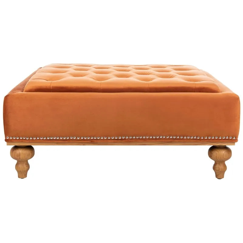 Couture Rosealina Sienna Velvet Tufted Silver Nailhead Ottoman, Customized