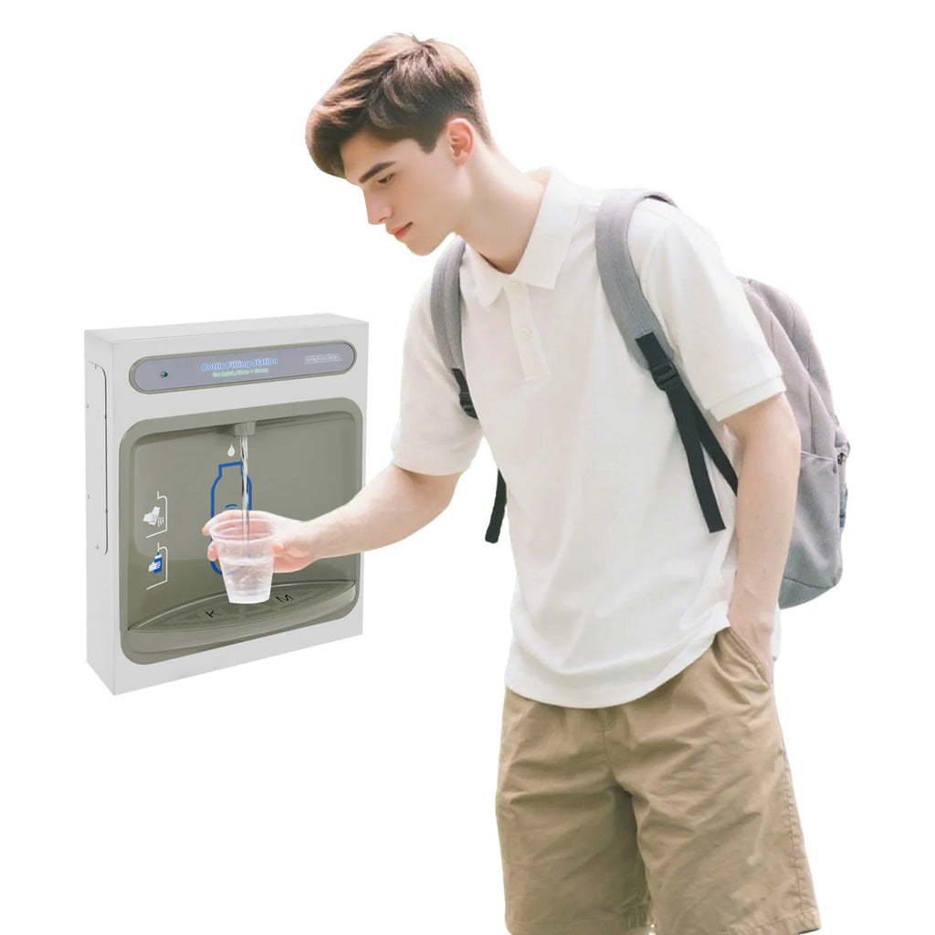 Wall Mounted Water Dispenser Touchless Sensor, Induction Bottle Filling Station 1.8GPM, 304 Stainless Steel Filtered for Office Home Gym