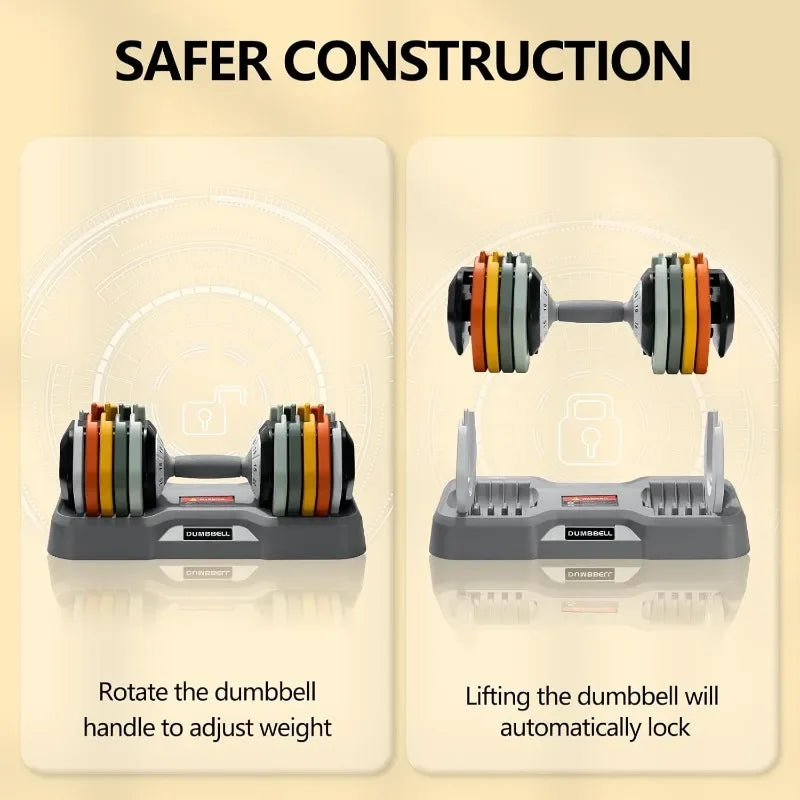 AOTOB 25/55 LBS Adjustable Dumbbell Set, Anti-Slip Fast Adjusting with Turning Handle, Adjustment for Men and Women
