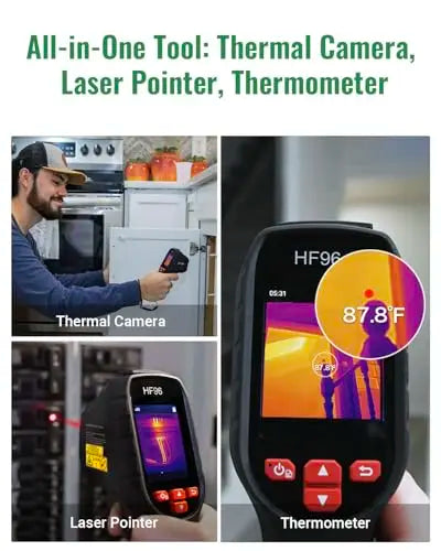 Compact Infrared Thermal Imager With AI Scene Analysis, Laser Aiming, 240×200 Resolution, -4°F to 1022°F, 25Hz, 11h Battery