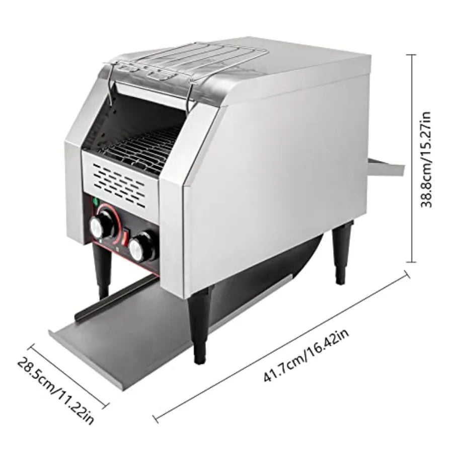 150 Slices/Hour Commercial Conveyor Toaster 1300W 110V Industrial Mini Conveyor Toaster with 3 Ring Heating Tubes for Restauran