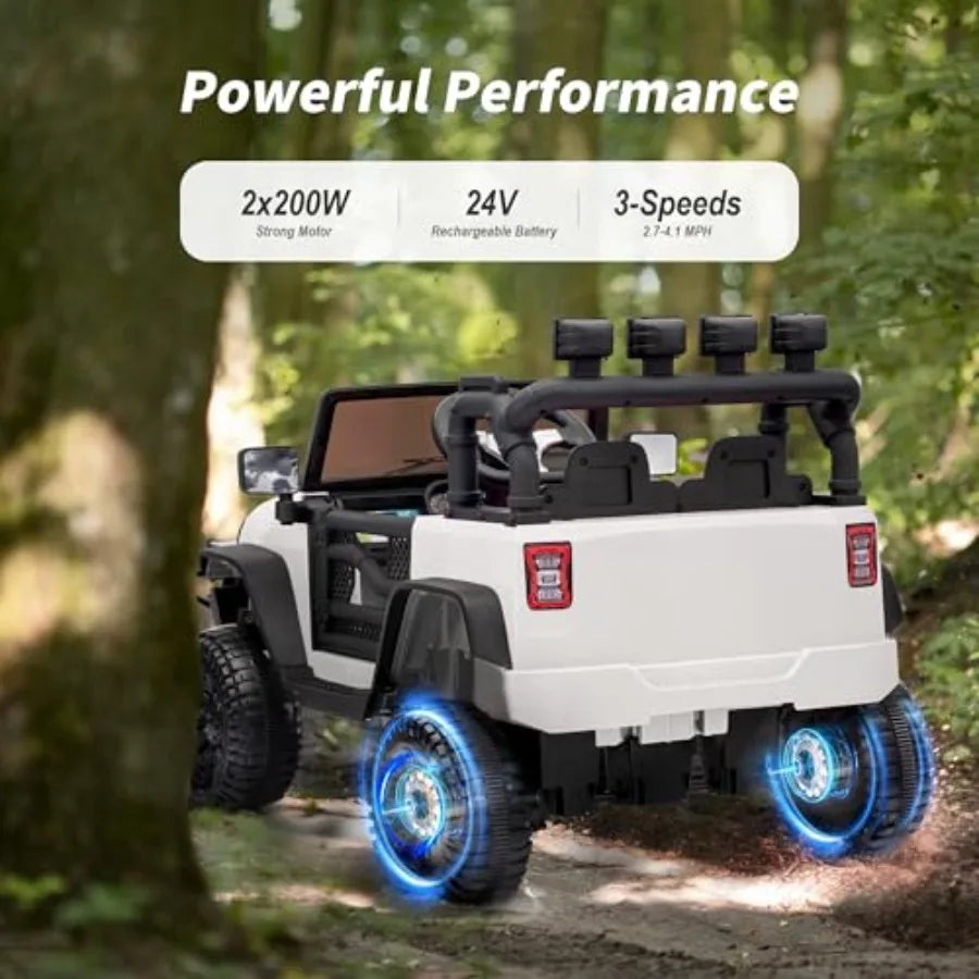Ride on Car Toy 24V Electric Car for with Remote Control 2x200W Motors - White