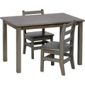 24in x 36in Recular Hardwood Table and Chair Set, 12in Seat Height, Kids urniture, Grey Wash, 3-Piece