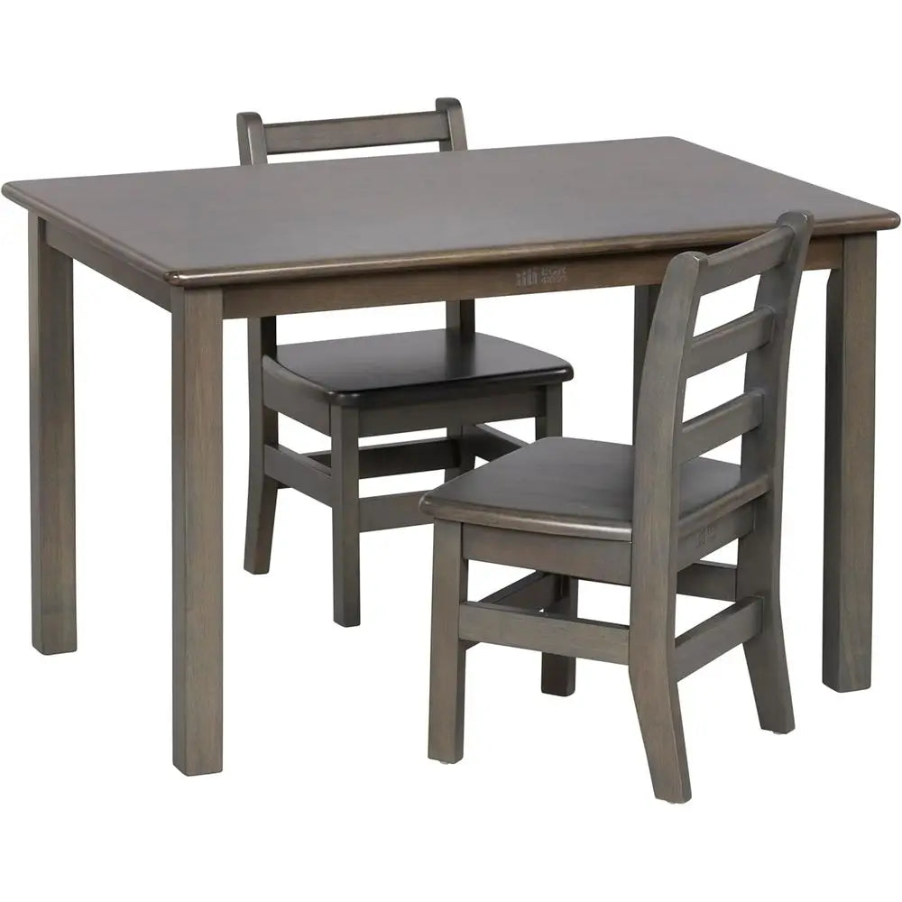 24in x 36in Recular Hardwood Table and Chair Set, 12in Seat Height, Kids urniture, Grey Wash, 3-Piece
