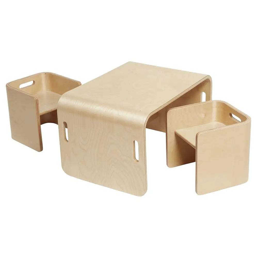 Premium Bentwood Multipose Table and Chair Set, Children's urniture, Natural, 3-Piece