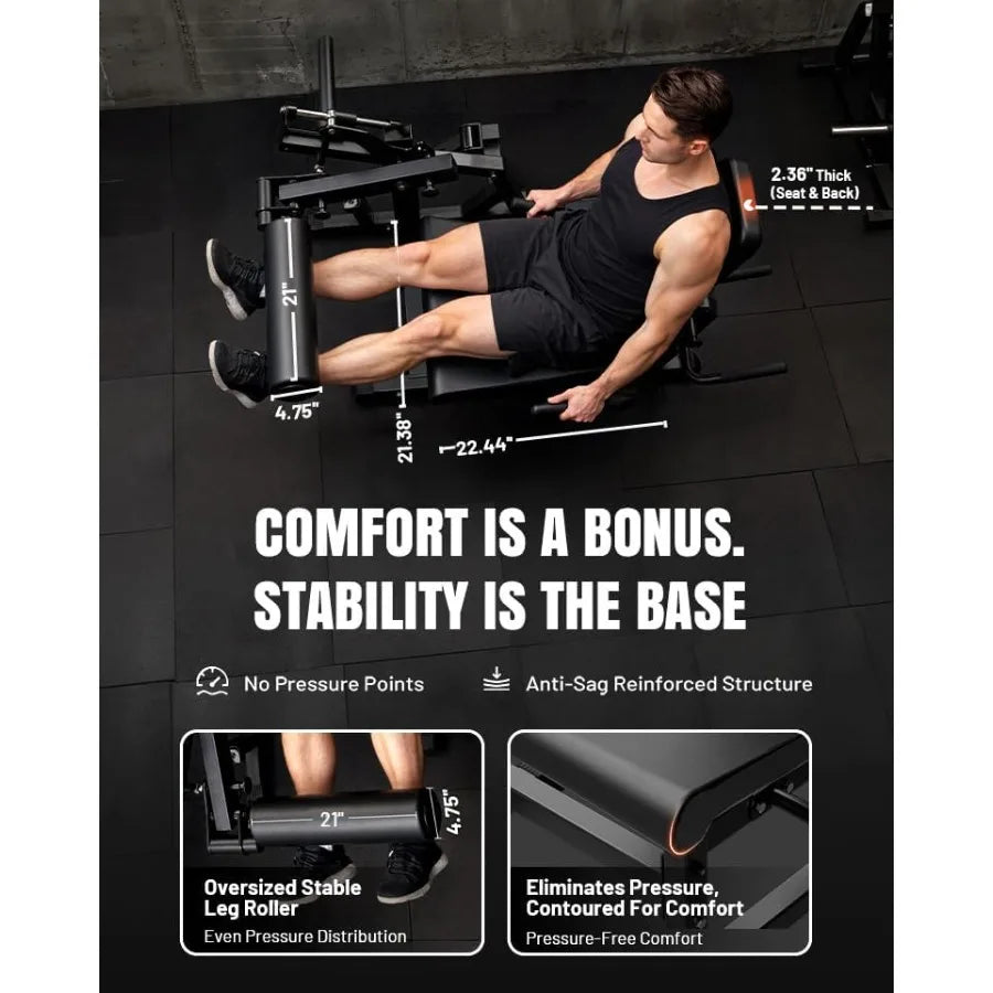 Leg Extension and Curl Machine, Adjustable Leg Curl Machine for Home Gym,Lying Leg Curl Machine with 1:1 Resistance System,Black