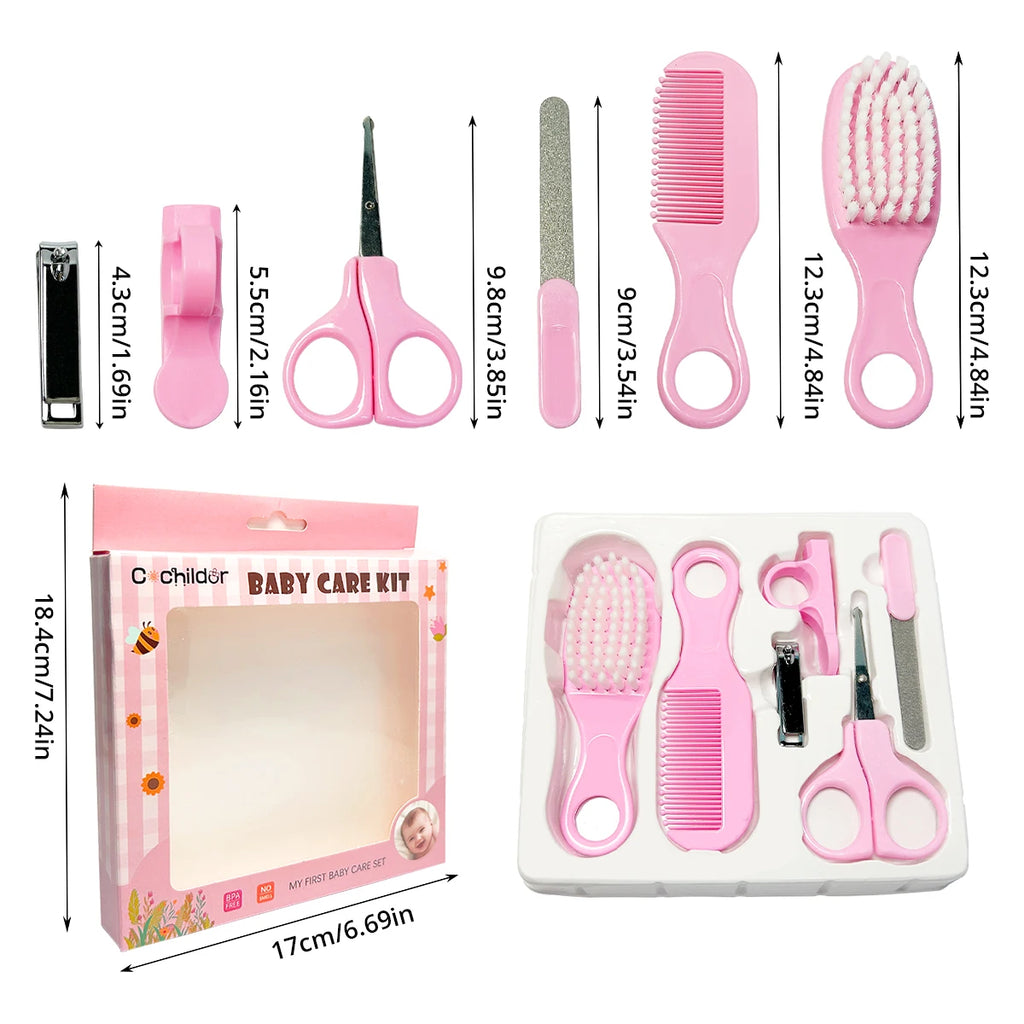 Baby Hygiene Care Set 6Pcs, Hair Tools & Nail Clipper, Plastic Grooming Kit, Great Gift for Kids