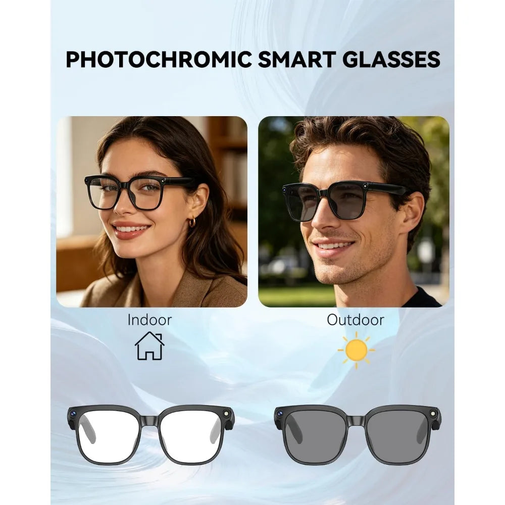 4K HD Camera Glasses, 8MP, Anti-Shake, Real-Time Translation, AI Assistant, Object Recognition for Travel & Meetings