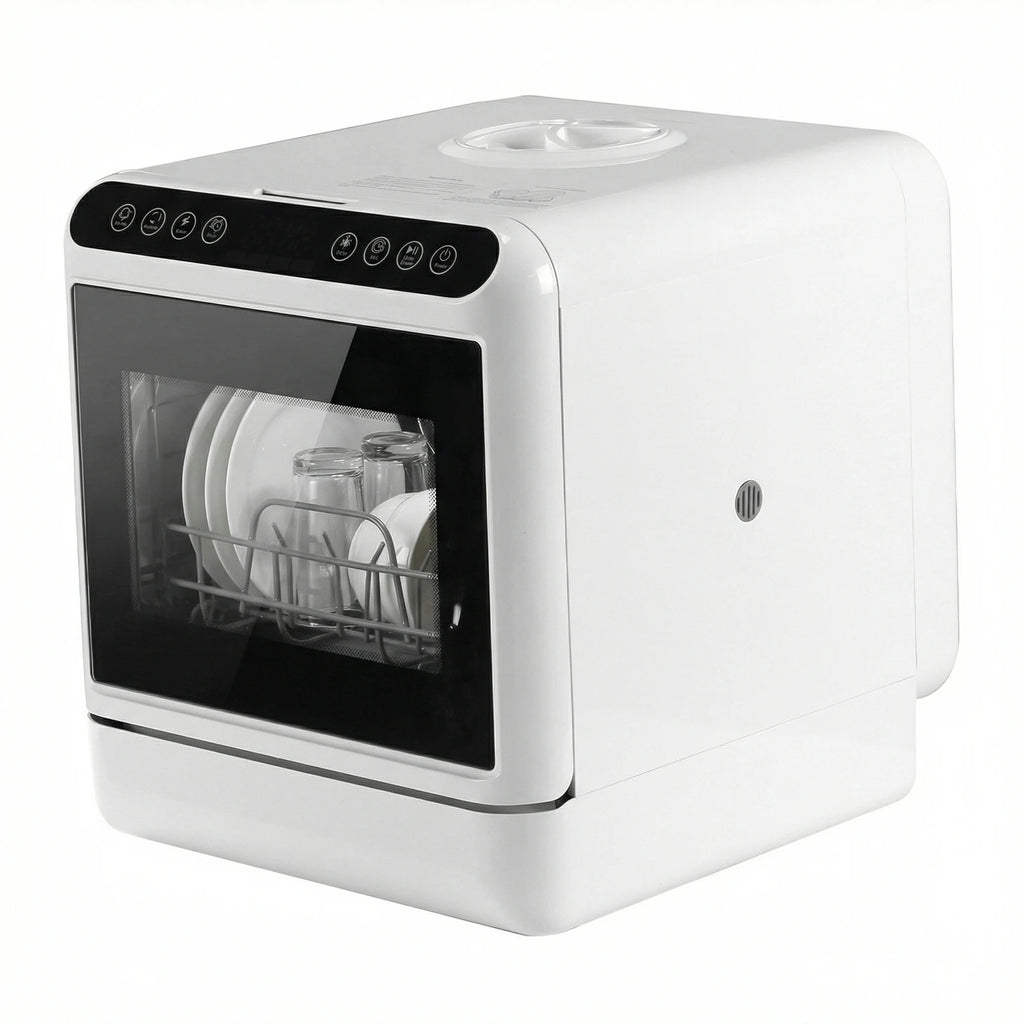 Portable Dishwasher with 6L Built-in Water Tank Automatic Dishwasher 360° Dual Spray High-Temp& Air-Dry Function for Apartments