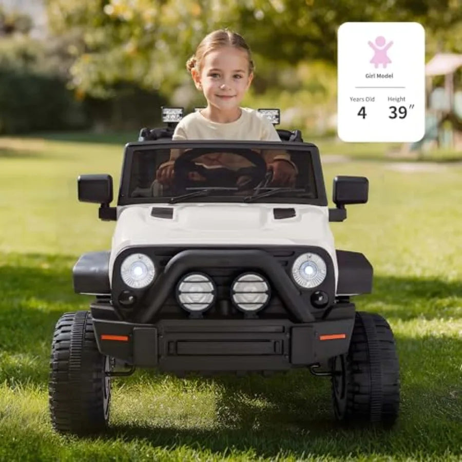 Ride on Car Toy 24V Electric Car for with Remote Control 2x200W Motors - White