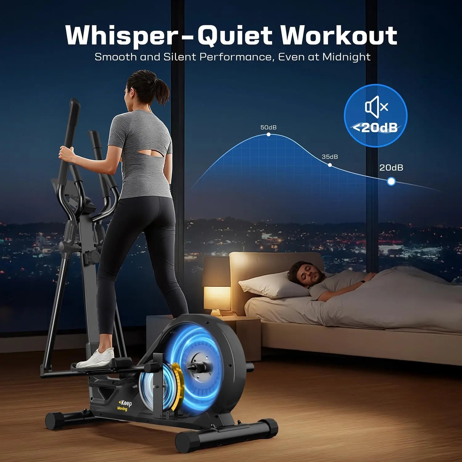 Home Use Elliptical Machine, Magnetic Resistance, Black, Ultra-Quiet & 16 Resistance Levels