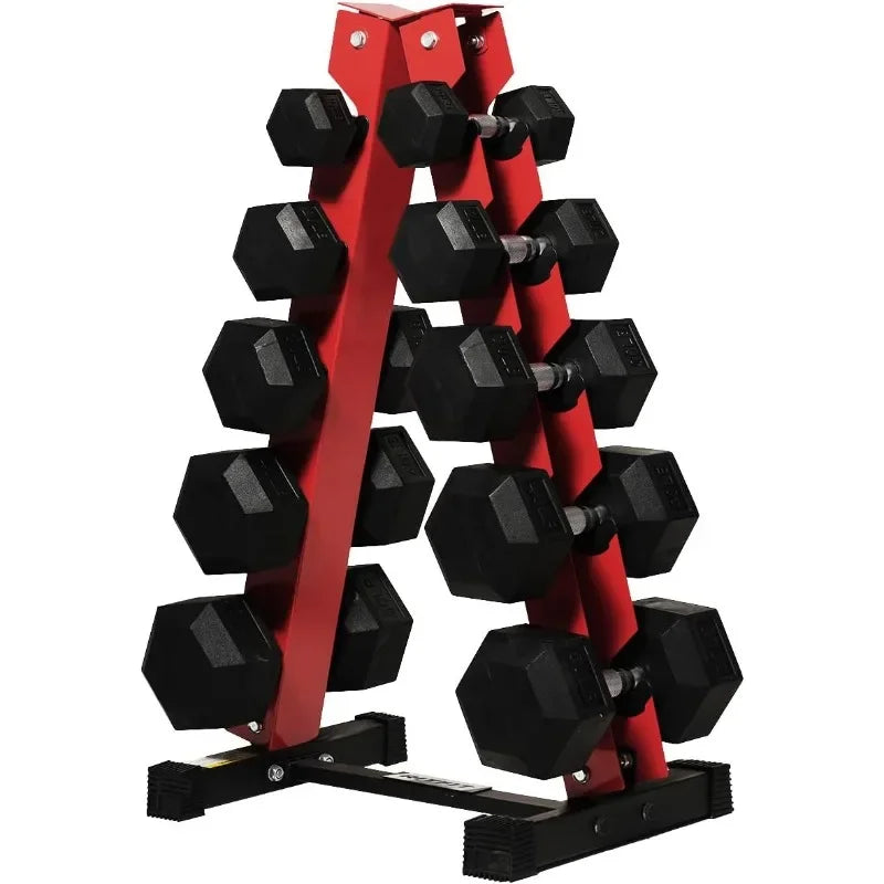 RitFit 250LB/300LB/350LB/550LB/650LB Rubber Hex Dumbbell Sets with Weights Rack, Multiple Color Choices Available