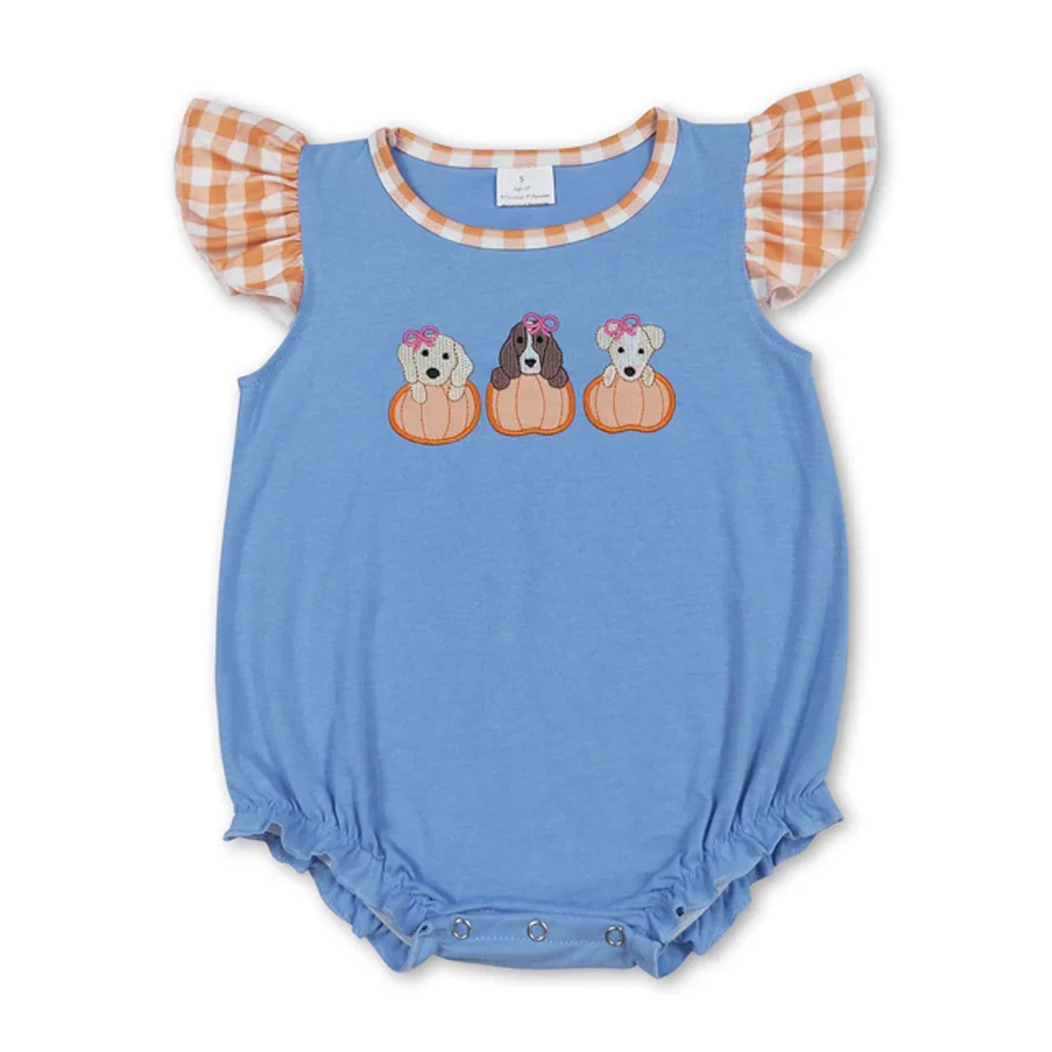 Baby Bubble Romper Fall Pumpkin Dog Mallard Duck Embroidery Newborn Sleeveless Bow Short Sleeve Infant Boy Girl Outfit